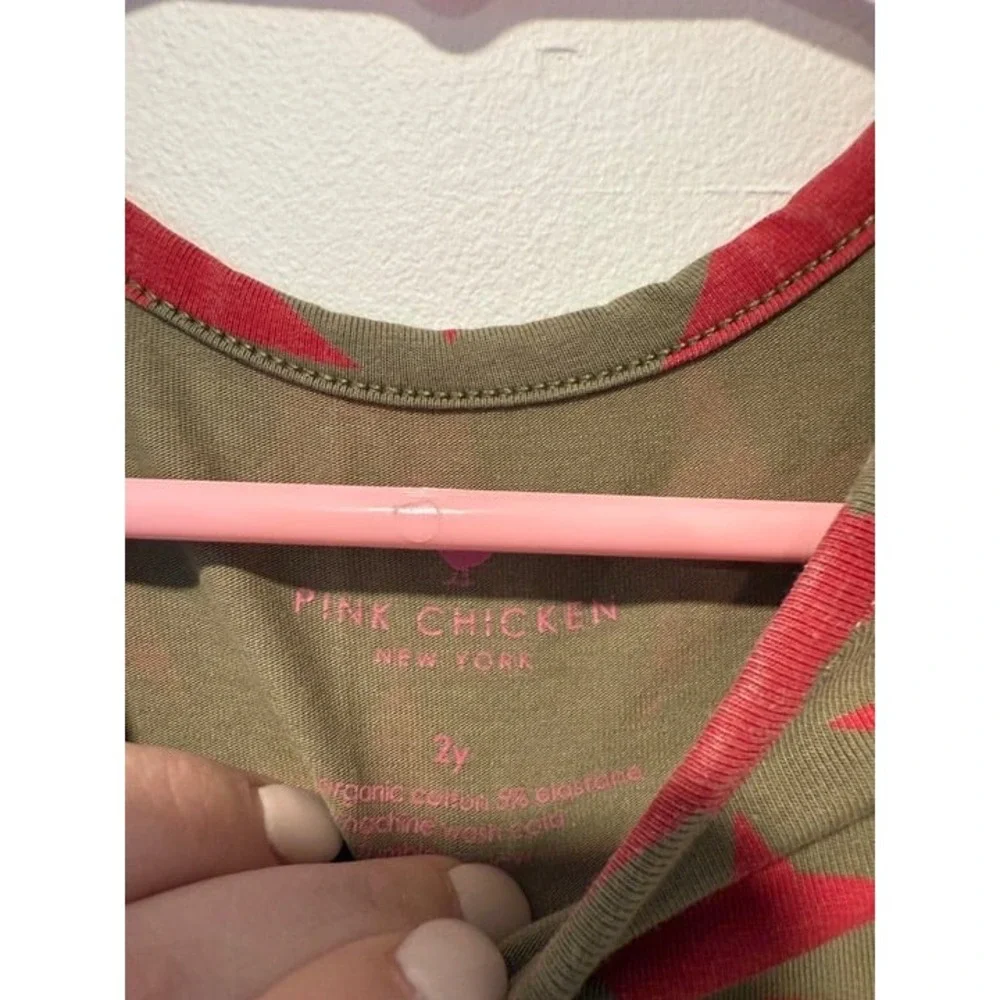 Pink Chicken Girls Dress 2T Stars Army Green